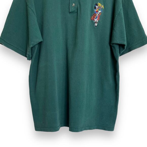 Vintage Cotton Deluxe Hunter Green Bagpipe Player Embroidered Polo Shirt Mens XL - Picture 4 of 7